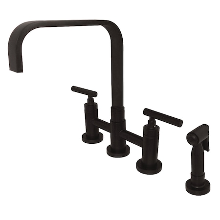 Kingston Brass KS8255CMLBS Manhattan 2-Hndl Kitchen Faucet W/Brass Side Sprayer, Brnz KS8255CMLBS